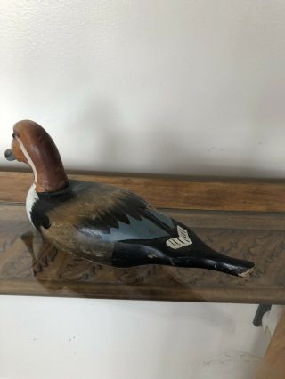 Antique Hand Painted Wooden Duck Decoy Wood Carving Hand Painted Carved 4