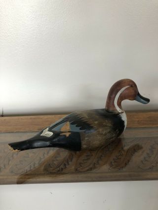 Antique Hand Painted Wooden Duck Decoy Wood Carving Hand Painted Carved 6