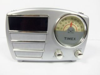 Timex Alarm Clock AM/FM Radio Silver Model T247S with Battery Backup 2