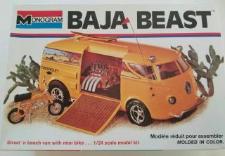 Monogram Model Kit Vintage " Baja Beast " Van/mini - Bike 1/24 Scale Model 7527
