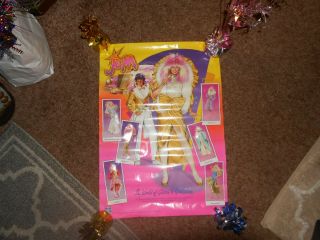 Vintage 1986 Hasbro Jem And The Holograms Doll Glitter N Gold Poster 14x20