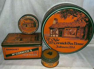 ANTIQUE BANQUET TEA TIN LITHO CAN McCORMICK HOUSE BALTIMORE MD 250 BAGS GROCERY 7