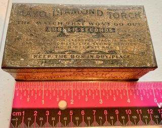 Antique Mayo Diamond Torch Match Co.  Metal Tin Match Holder Box Vintage 2