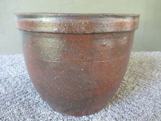 Antique Stoneware Crock Primitive 1.  5 Gallon 7.  5 " Circa 1880 Salt Glaze Ex Cond.