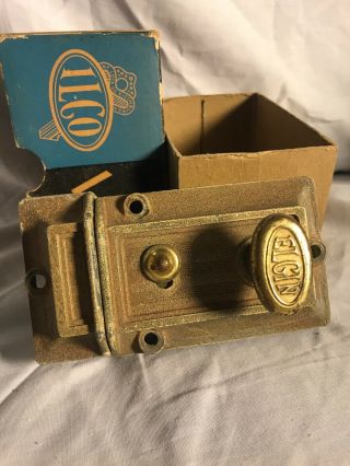 Antique Vintage Brass Elgin Dead Bolt Lock Door Cabinet Architectural Salvage