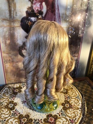 Antique Style Vintage Blonde French Human Hair Doll Wig