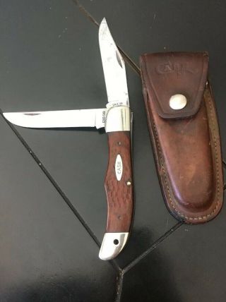 1981 Case Xx 6265 - Sab 9 Dot 2 Blade Trapper Folding Knife W/ Leather Sheath