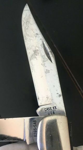 1981 CASE XX 6265 - SAB 9 Dot 2 Blade Trapper Folding Knife W/ Leather Sheath 3