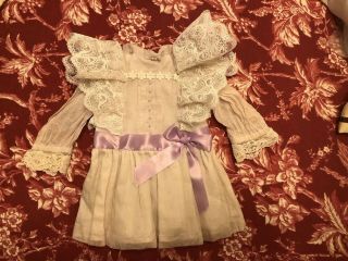 Vintage French Cotton Jumeau Bebe Dress For Antique Bisque Or Early Doll 16 - 18”