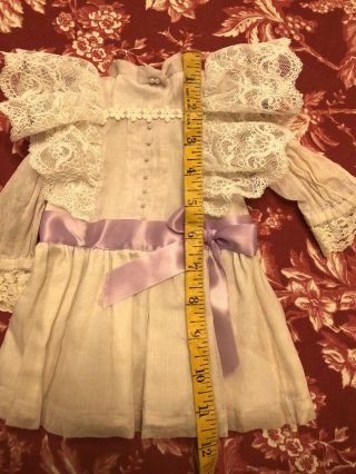 Vintage French Cotton JUMEAU BEBE Dress For Antique Bisque or Early Doll 16 - 18” 3