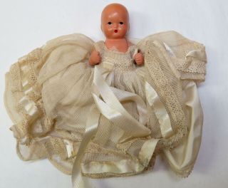 Vintage Vintage Nancy Ann Storybook 3 1/2 " Jointed Baby Doll W Gown Dress