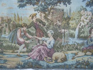Antique Woven French Victorian Tapestry 20x56 