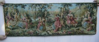 Antique Woven French Victorian Tapestry 20x56 " Dancers Artist Painter