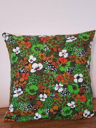 Handmade Cushion Cover: Vintage Retro Fabric Orange,  Mustard,  Brown 16 "
