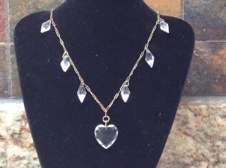 Antique 1920s Czech Heart Shape Glass Necklace
