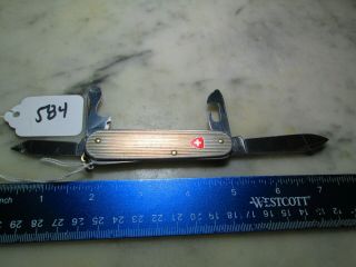 584 Vintage Straight Ribbed Silver Alox Victorinox Swiss Army 84mm Cadet Knife