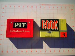 Two Antique Vintage Card Games In Boxes Rook & Pit Both Complete