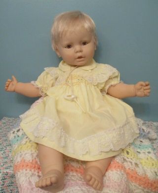 Adorable Lifesize Vinyl And Cloth Vintage B B Baby Doll,  Made In Spain