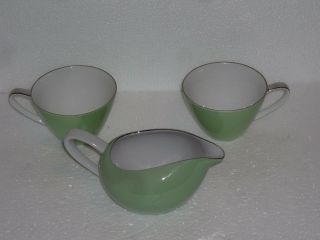 Set Of 3 Vintage Fukagawa Arita Coffee/tea Cups And Creamer Made In Japan