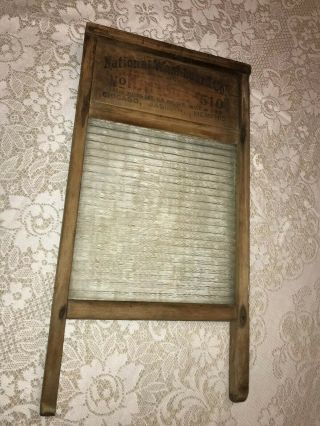 Vintage Antique Atlantic 510 National Glass Wood Washboard Ribbed Glass Memphis 2