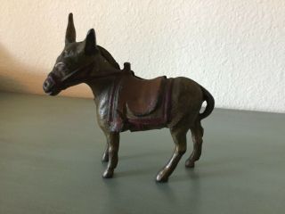 Antique Cast Iron Donkey Mule Penny Bank Early 1900s