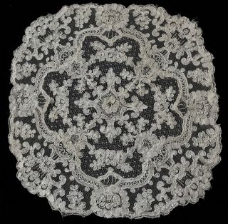 Antique Gorgeous Delicate White Embroidery On Veil Lace Doily 9 1/4 " Diameter