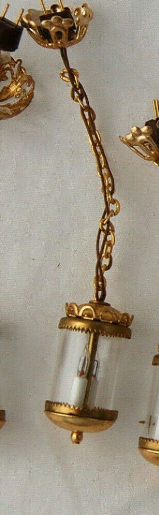 Dollhouse Miniature Artisan 18thc Brass Lantern Hanging Lamp Small Elec Candle
