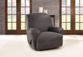 Sure Fit Stretch Ultimate Leather Recliner Slipcover,  Antiqued Slate Faux