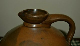 Antique Primitive Stoneware Brown Slip Glazed Jug Bangor Maine 6