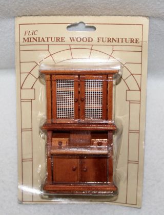 Vintage Doll House Wood Flic “china Cabinet Hutch” In Package