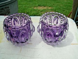 Antique/vintage Purple Flash Glass Jumbo Candle Holders Boopie