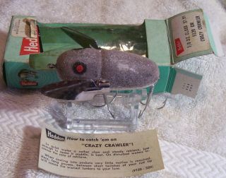 Vintage Heddon Flocked Crazy Crawler Lure 10/19/18pots 9120gm Paper