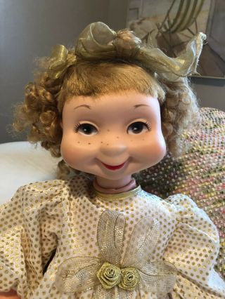 1960 - 61 Tillie the Talker Whimsie Doll in pretty gold dress 4