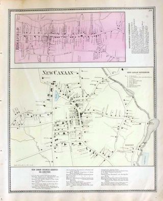 Antique Map Of Canaan Downtown Ct - Fw Beers Atlas Ny And Vicinity 1867