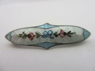 Flower Enamel Sterling Silver Brooch Pin Antique Edwardian By Ja&s.  Tbj07474
