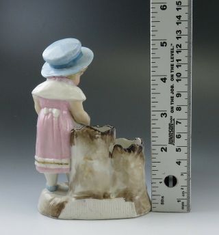 German Porcelain Match Holder Girl With Her Dog & An Apron of Puppies Figure 6