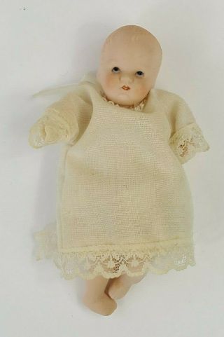 Vintage Russ Berrie Porcelain Bisque Baby Doll Soft Body 4.  5 "