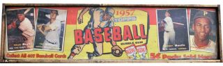 Antique Style 1957 Topps Baseball Card Ad Wood Printed Sign Mantle 6x24