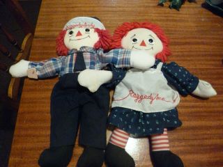 Vintage Applause Raggedy Ann And Andy Dolls I Love You