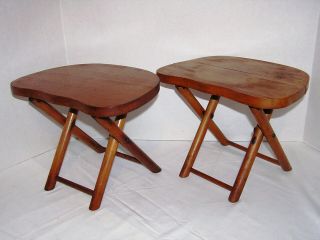 Vintage Nevco 2 Old Wood Fold N Carry Stool 1950 