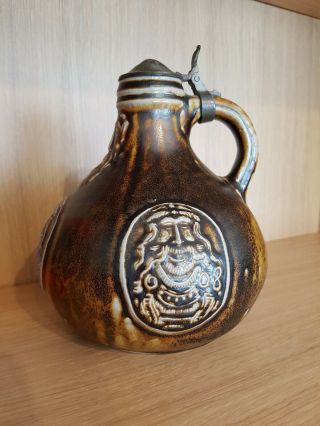 Antique Bellarmine jug Bartmannskrug Bartmann intact German stoneware jug 2