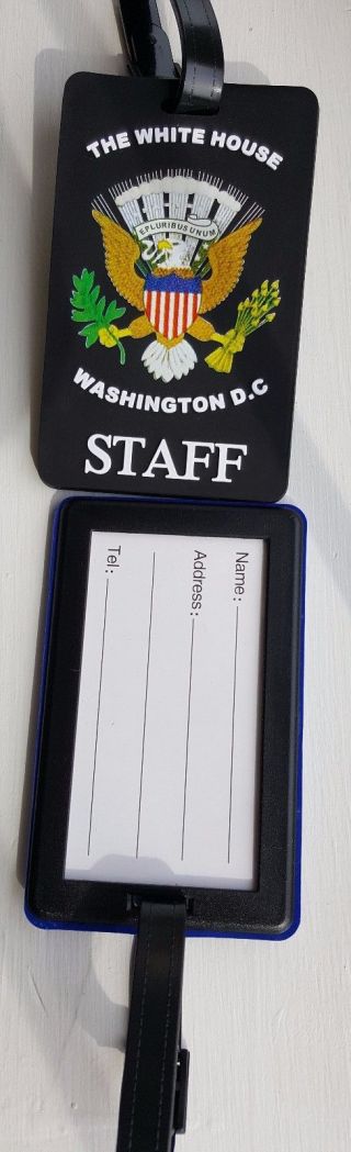COLORED PRESIDENTIAL SEAL,  BLUE WHITE HOUSE STAFF LUGGAGE TAG (SET OF TWO TAGS) 3