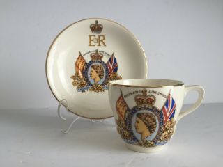 1953 Commemorative Johnson Brothers Queen Elizabeth Ii Coronation Cup And Saucer