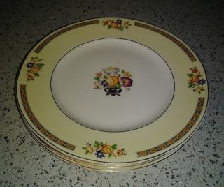 4 Antique W H Grindley Alton 7 " Dessert Pie Plates Sheraton Ivory Flowers 1925