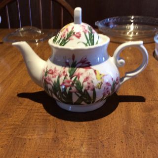 Teapot Floral Painted,  Antique,  Vintage,  Rare.