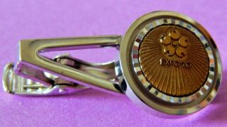 Rare Vintage Japan Expo 70 Tie Clip With Rich Bronze Design Rich Silver Tone