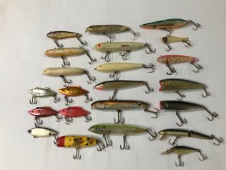 Vintage Group Of 22 Fishing Lures Heddon Smithwick Bomber & More
