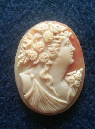 Stunning Antique Vintage Lady Cameo Hand Carved.  Unmounted Shell Cameo
