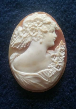 Gorgeous Antique Vintage Lady Cameo Hand Carved.  Unmounted Shell Cameo