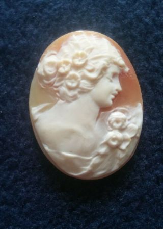 Exquisite Antique Vintage Lady Cameo Hand Carved.  Unmounted Shell Cameo